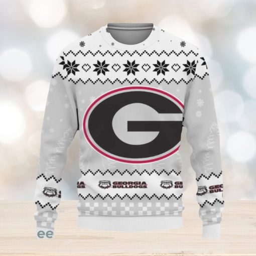 Snow Team Logo Georgia Bulldogs Gifts For Fan Christmas Tree Ugly Christmas Sweater AOP