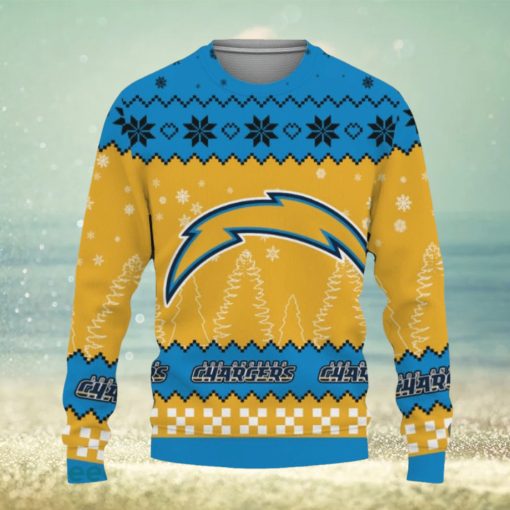 Snow Team Logo Los Angeles Chargers Gifts For Fan Christmas Tree Knitted Christmas Sweater