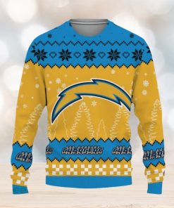 Snow Team Logo Los Angeles Chargers Gifts For Fan Christmas Tree Knitted Christmas Sweater