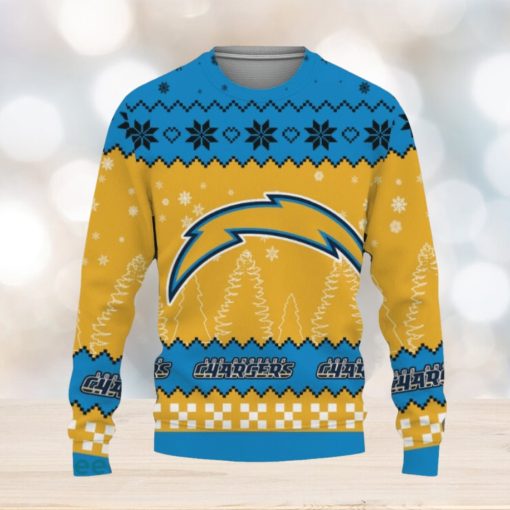 Snow Team Logo Los Angeles Chargers Gifts For Fan Christmas Tree Knitted Christmas Sweater