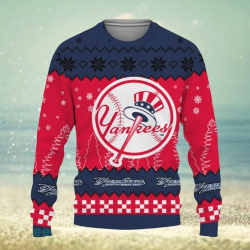 Snow Team Logo New York Yankees Gifts For Fan Christmas Tree Ugly Xmas Sweater