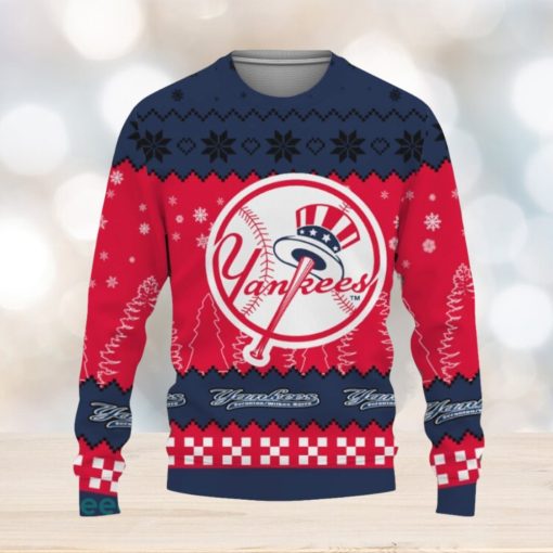 Snow Team Logo New York Yankees Gifts For Fan Christmas Tree Ugly Xmas Sweater