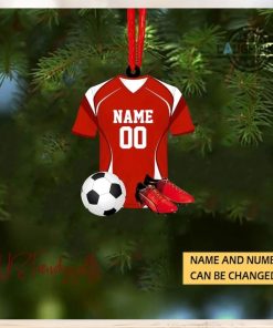 Soccer Christmas Ornament Woodern Shaped Personalized Soccer Player Ornament Custom Name And Number Soccer Ball Christmas Ornament Xmas Tree Decoration Gift