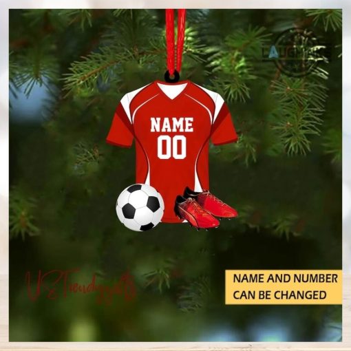 Soccer Christmas Ornament Woodern Shaped Personalized Soccer Player Ornament Custom Name And Number Soccer Ball Christmas Ornament Xmas Tree Decoration Gift