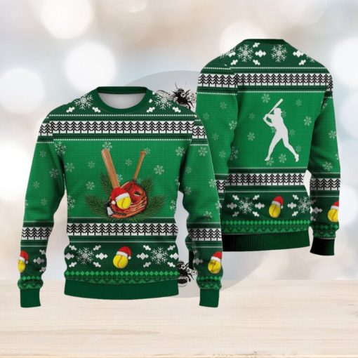 Softball Pattern Falling Snowflakes Sweater Trending For Men And Women Gift Holidays