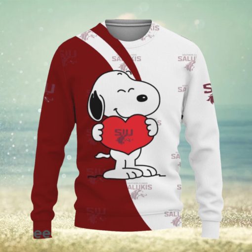 Southern Illinois Salukis Snoopy Cute Heart American Sports Team Ugly Xmas 3D Sweater