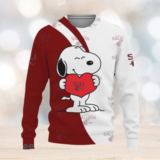 Southern Illinois Salukis Snoopy Cute Heart American Sports Team Ugly Xmas 3D Sweater