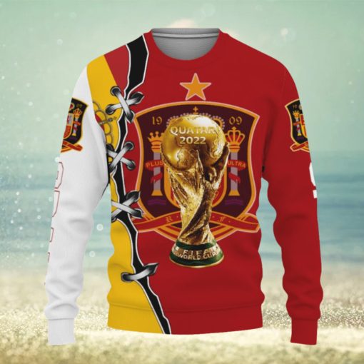 Spain Flag national soccer team World Cup qatar champions vintage football gift fans world cup Knitted Xmas Sweater