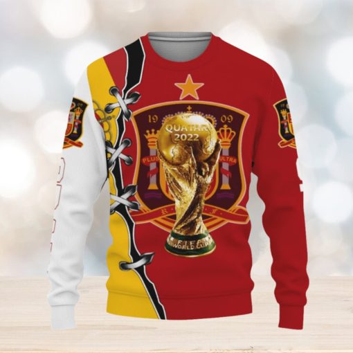 Spain Flag national soccer team World Cup qatar champions vintage football gift fans world cup Knitted Xmas Sweater