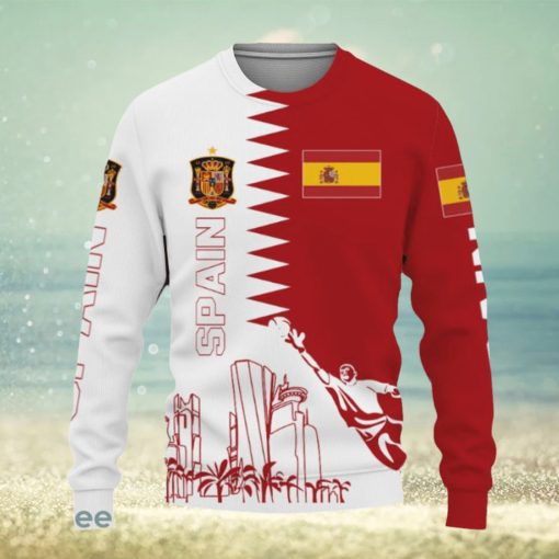 Spain Flag sport soccer team World Cup qatar champions football Knitted Christmas 3D Sweater