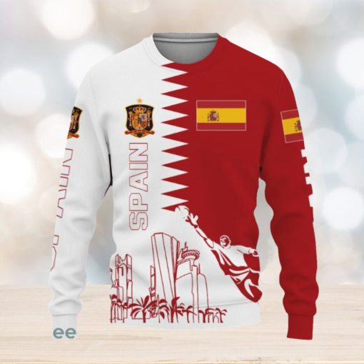 Spain Flag sport soccer team World Cup qatar champions football Knitted Christmas 3D Sweater