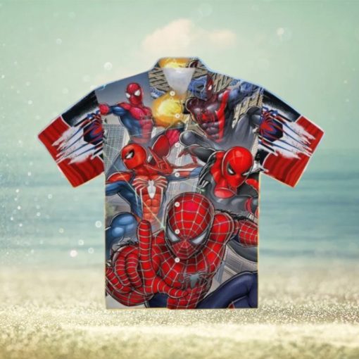 Spiderman Hawaiian Shirt And Shorts Spider Man Across The Spider Verse Aloha Shirt Summer Gift For Mens Marvel Amazing Spiderman 2 Costume Miles Morales Movie