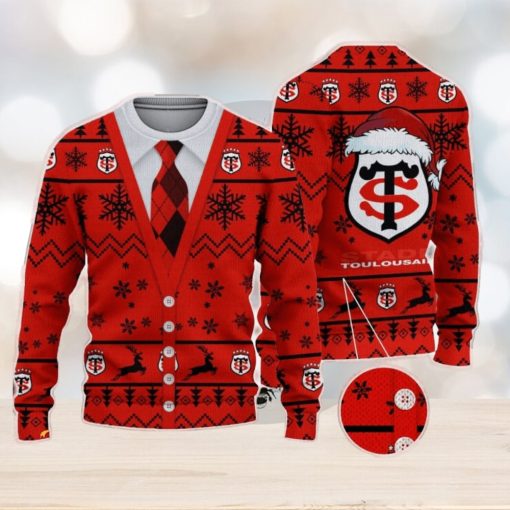 Stade Toulousain Logo For Fans Santa Hat Ugly Christmas Sweater New Gift For Men And Women