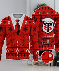 Stade Toulousain Logo For Fans Santa Hat Ugly Christmas Sweater New Gift For Men And Women