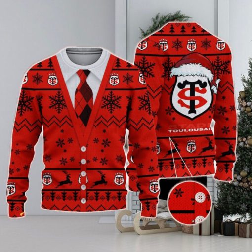 Stade Toulousain Logo For Fans Santa Hat Ugly Christmas Sweater New Gift For Men And Women