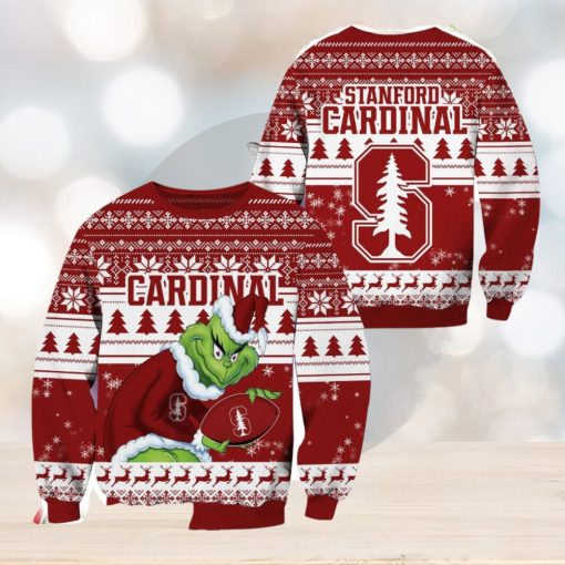 Stanford Cardinal NCAA Grinch Hug Logo Ugly Christmas Sweater Special Christmas Gift For Fans