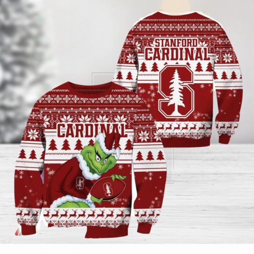 Stanford Cardinal NCAA Grinch Hug Logo Ugly Christmas Sweater Special Christmas Gift For Fans