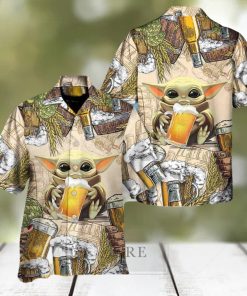 Star Wars Baby Yoda And Beer Wheat Hawaii Shirt