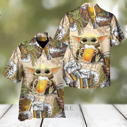 Star Wars Baby Yoda And Beer Wheat Hawaii Shirt