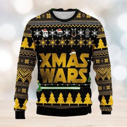 Star Wars Yellow And Green Bling Style Ugly Sweater AOP Funny For Men And Women Gift Christmas