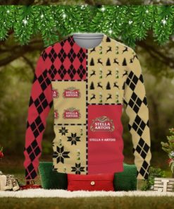 Stella Artois Beers Merry Christmas Whiskey And Beers Reindeer Pattern Ugly Christmas Sweater