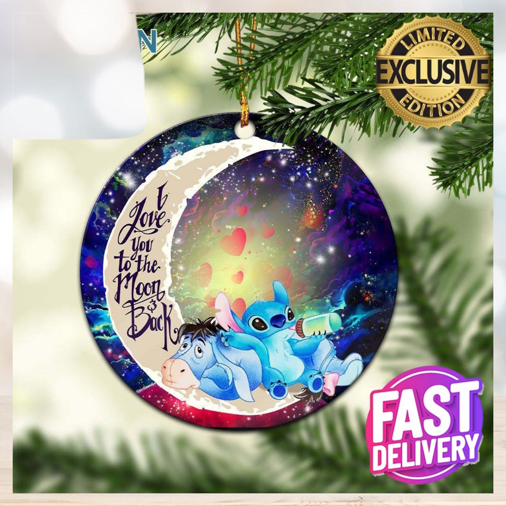 Stitch And Eeyore Couple Love You To The Moon And Back Galaxy Xmas Custom Name Tree Decorations Ornament Stitch And Eeyore Couple Love You To The Moon And Back Galaxy Xmas Custom Name Tree Decorations Ornament