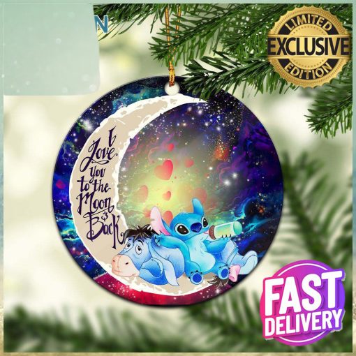 Stitch And Eeyore Couple Love You To The Moon And Back Galaxy Xmas Custom Name Tree Decorations Ornament