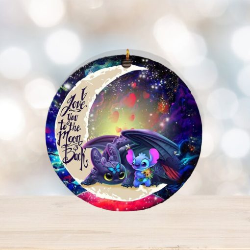 Stitch And Toothless Love You To The Moon And Back Galaxy Xmas Custom Name Tree Decorations Ornament