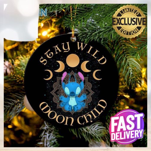 Stitch Stay Wild Moon Child Ceramic Xmas Custom Name Tree Decorations Ornament
