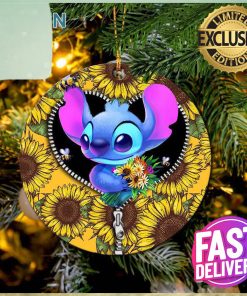 Stitch Sunflower Zipper Ceramic Xmas Custom Name Tree Decorations Ornament