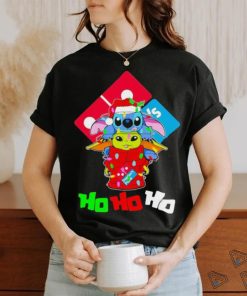 Stitch and baby Yoda Domino’s Pizza ho ho ho Christmas shirt