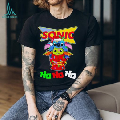 Stitch and baby Yoda Sonic ho ho ho Christmas shirt