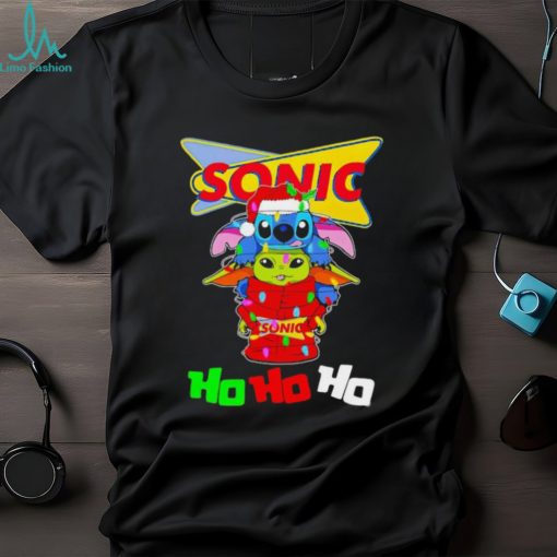 Stitch and baby Yoda Sonic ho ho ho Christmas shirt
