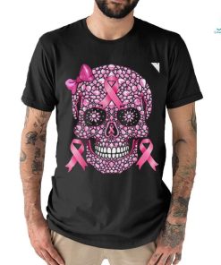 Sugar Skull Pink Ribbon Breast Cancer Awareness T Shirt, hoodie, sweater, long sleeve and tank top Sugar Skull Pink Ribbon Breast Cancer Awareness T Shirt