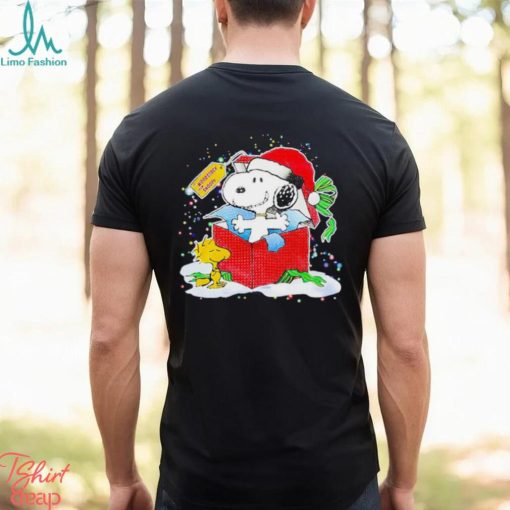 Surprise gift box from Snoopy woodstock Christmas shirt