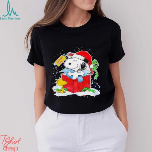 Surprise gift box from Snoopy woodstock Christmas shirt