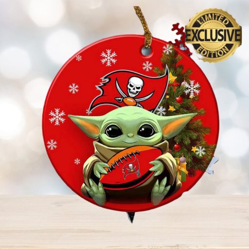 Tampa Bay Buccaneers NFL Baby Yoda Xmas Custom Name Tree Decorations Ornament