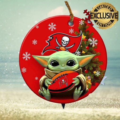 Tampa Bay Buccaneers NFL Baby Yoda Xmas Custom Name Tree Decorations Ornament