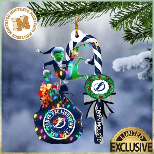 Tampa Bay Lightning NHL Grinch Candy Cane Personalized Xmas Gifts Christmas Tree Decorations Ornament_5246330 1