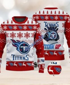 Tennessee Titans Fans Logo Snowflake Pattern Ugly Christmas Sweater Red