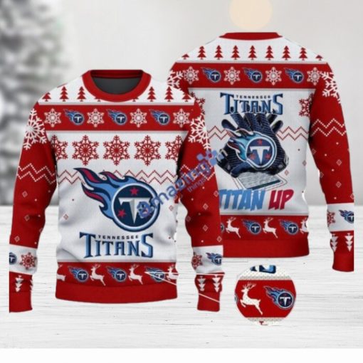 Tennessee Titans Fans Logo Snowflake Pattern Ugly Christmas Sweater Red