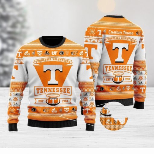 Tennessee Volunteers Football Team Logo Personalized Ugly Christmas Sweater Christmas Gift For Big Fans.