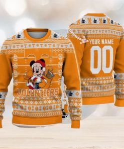 Tennessee Volunteers Mickey Player Custom Name And Number Ugly Christmas Sweater