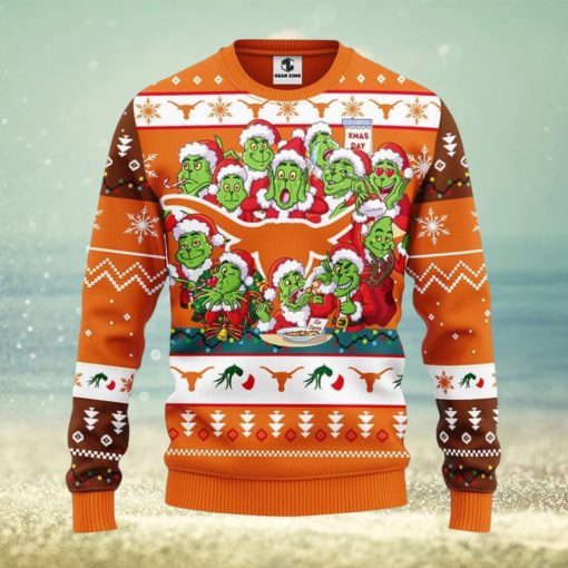 Texas Longhorns 12 Grinch Xmas Day Ugly Christmas Sweater For Sport Fans Christmas Gift