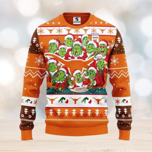 Texas Longhorns 12 Grinch Xmas Day Ugly Christmas Sweater For Sport Fans Christmas Gift