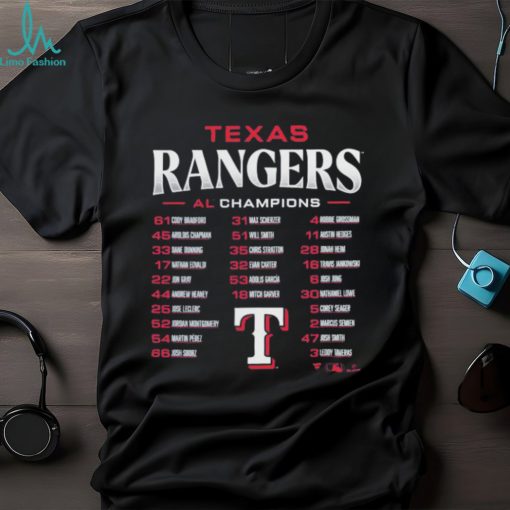 Texas Rangers 2023 American League Champions Roster T Shirt