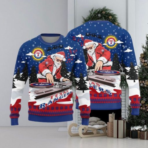 Texas Rangers Christmas Funny DJ Santa New Style Knitted Sweater