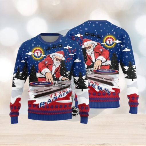 Texas Rangers Christmas Funny DJ Santa New Style Knitted Sweater