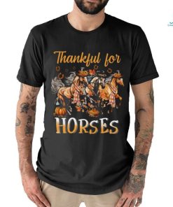 Thankful For Horses Horses With Autumn Hats Thanksgiving Horse Classic T Shirt