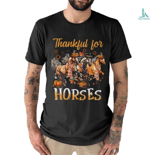 Thankful For Horses   Horses With Autumn Hats   Thanksgiving Horse Classic T Shirt